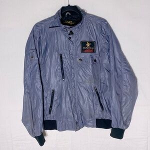 Vintage John Player Special Light Blue Grey Racing Bomber Jacket M